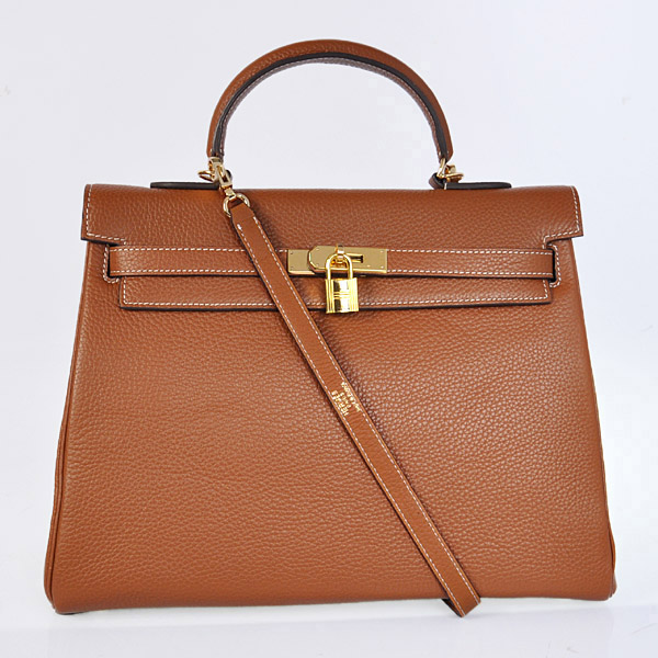 HKL35DC Kelly di Hermes 35CM cammello scuro in pelle Clemence (oro)